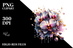 Glossy Orchid Watercolor Splash, PNG Product Image 2