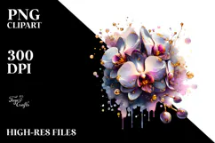 Glossy Orchid Watercolor Splash, PNG Product Image 2