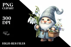 Detailed Gnome Basket Flowers Snowdrop Clipart Product Image 3