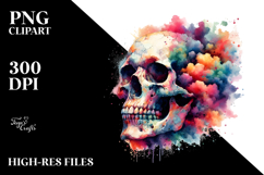 Colorful Skull with Clouds PNG Product Image 2