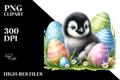 penguin,baby,penguin among easter eggs,transparent Product Image 2