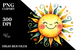 Very Simple Smiling Whimsical Sun PNG Product Image 2