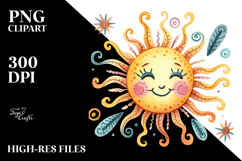 Watercolor Simple Smiling Sun PNG Product Image 2