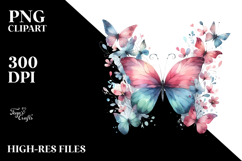 Watercolor V Painting with Cute Butterfly, Transparent PNG Product Image 2
