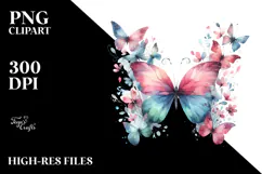 Watercolor V Painting with Cute Butterfly, Transparent PNG Product Image 2