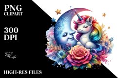 Colorful Baby Unicorn with Smiling Moon Product Image 1