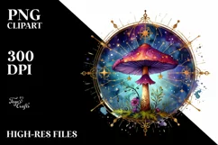 Vibrant Magical Celestial Mushroom, Tarot PNG Product Image 2