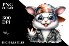 Cute Baby Bunny with Hat and Sunglasses, PNG Product Image 2