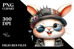 Cute Baby Bunny with Hat and Sunglasses, PNG Product Image 2