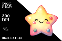 Smiling Star Watercolor PNG Product Image 2