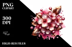 Detailed Shiny Cherry Blossom Watercolor Splash Product Image 1