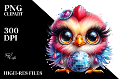 Chic Baby Chicken in Disco Ball Outfit, PNG Product Image 2