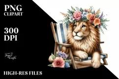 Watercolor Beach Chair Lion Clipart Product Image 3