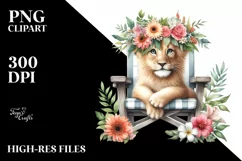 Watercolor Beach Chair Lion Clipart Product Image 1