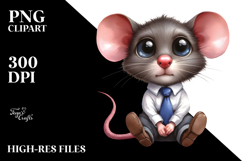 Funny Sitting Mouse with Tie | Clipart Product Image 2