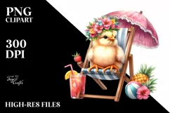 Watercolor Beach Chair Chicken Clipart Product Image 3