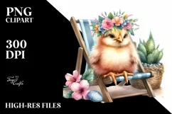 Watercolor Beach Chair Chicken Clipart Product Image 1