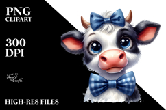 Funny Cow with Cool Hair and Bow, Transparent PNG Product Image 2