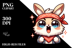 Excited Bunny with Bandana PNG Product Image 2