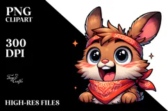 Excited Bunny with Bandana PNG Product Image 2