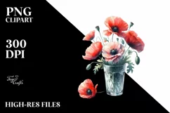 Watercolor with Large Poppy | Sublimation Clipart Product Image 1