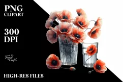 Filled Poppy Watercolor Clipart Product Image 3