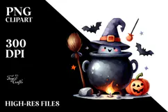 Funny Halloween Cauldron Clipart PNG Product Image 2