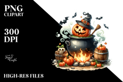 Funny Halloween Cauldron Clipart PNG Product Image 2
