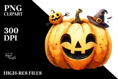 Funny Halloween Pumpkin Clipart PNG Product Image 1