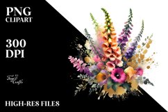 Vibrant Bouquet with Foxglove | Sublimation | Clipart Product Image 1