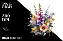 Vibrant Bouquet with Foxglove | Sublimation | Clipart Product Image 1