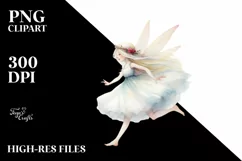 Washed Watercolor Whimsical Fairy Running PNG Product Image 2