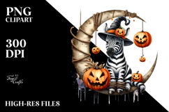 Halloween Zebra Sitting on Half Moon PNG Product Image 2