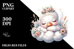 Boho Cute Baby Swan Dressed Sleeping on Cloud Product Image 2