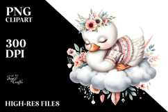 Boho Cute Baby Swan Dressed Sleeping on Cloud Product Image 2
