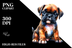 Expressive Baby Boxer Watercolor PNG Product Image 2