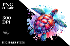 Vibrant Watercolor Turtle Product Image 2