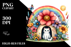Watercolor Cat House with Colorful Scene | Sublimation Product Image 2
