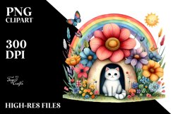 Watercolor Cat House with Colorful Scene | Sublimation Product Image 3