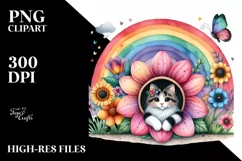 Watercolor Cat House with Colorful Scene | Sublimation Product Image 3