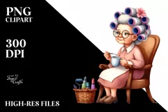 Watercolor Character Sitting on Chair with Mug | Sublimation Product Image 3