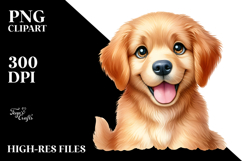 Happy Cartoon Golden Retriever, PNG Product Image 2