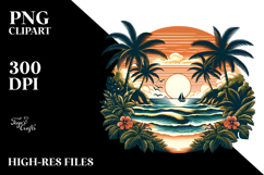 Vintage Beach Sunset Vector Graphic Product Image 2