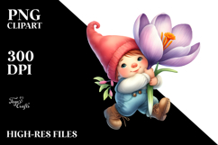Floating Gnome with Large Crocus PNG Product Image 2