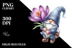 Floating Gnome with Large Crocus PNG Product Image 2