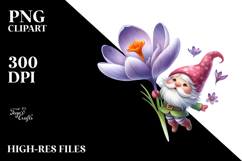 Floating Gnome with Large Crocus PNG Product Image 2