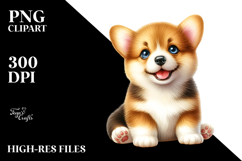 Cute Baby Corgi, Happy and Playful, PNG Product Image 2