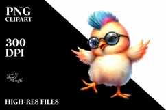 Vibrant Chicken with Cool Haircut PNG Product Image 3