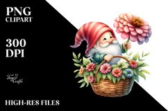 Floating Gnome with Large Zinnia PNG Product Image 2