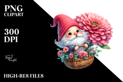 Floating Gnome with Large Zinnia PNG Product Image 2